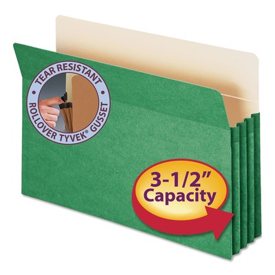 Smead 3 1/2'' Exp Colored File Pocket Straight Tab Legal Green 74226