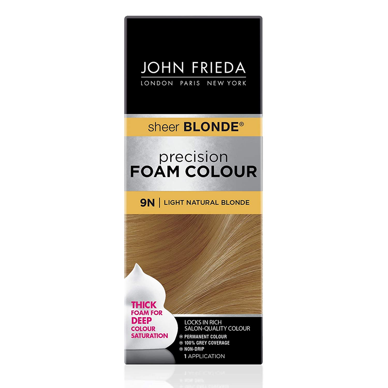 Precision Foam Color, Light Natural Blonde 9N, Full-Coverage Hair Color Kit, wit