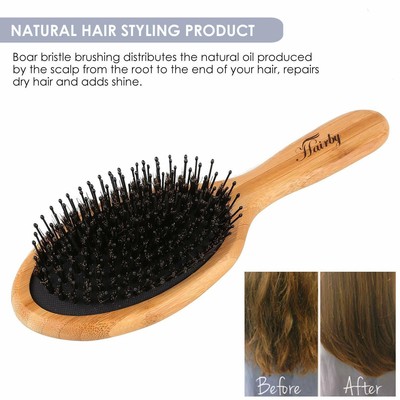 Natural Boar Bristle Hair Brush Set for Men Women and Kids, HAIRBY Mixed Nylo