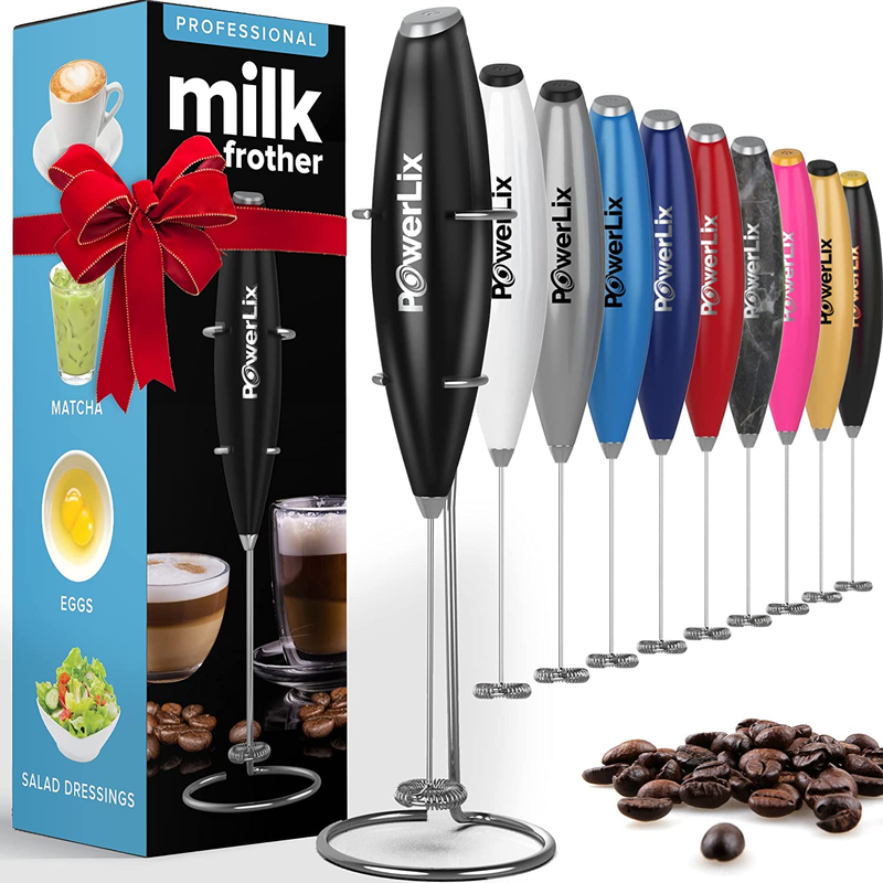 Powerlix Milk Frother Handheld Battery Operated Electric Whi