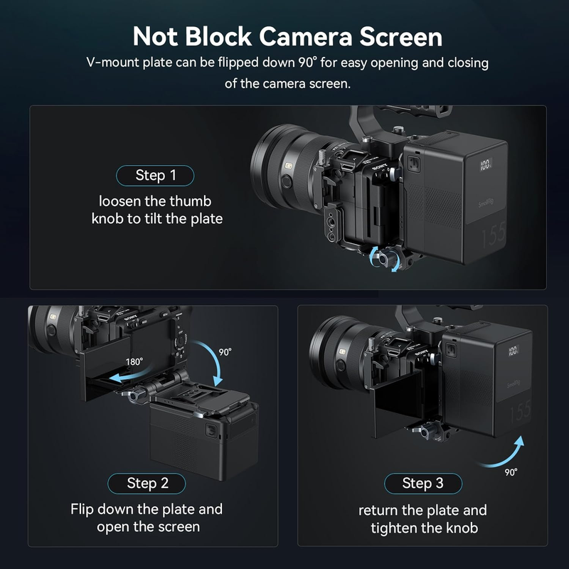 Foldable V Mount Battery Plate for Sony FX3 / A7 IV / A7S III, for Canon R5 / R6
