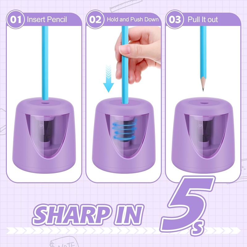 Electric Pencil Sharpeners for Kids, Cute Small Colored Pencil Sharpener for Hom