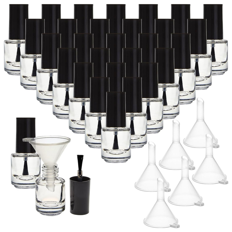 30 Pack Mini Empty Nail Polish Bottles with Brush Cap, 5Ml Refillable Glass