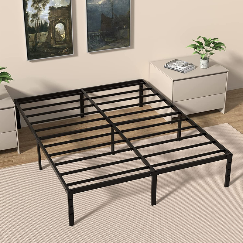 Twin/Full/Queen/King Size Bed Frame 14 Inch Heavy Duty Metal Platform Bed Black.