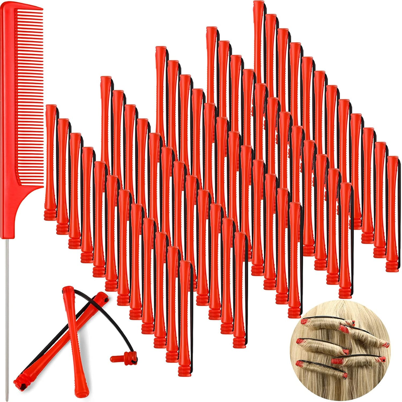 WILLBOND 60 Pcs Small Perm Rod for Short Long Tight Curl Hair, 0.2'', Red