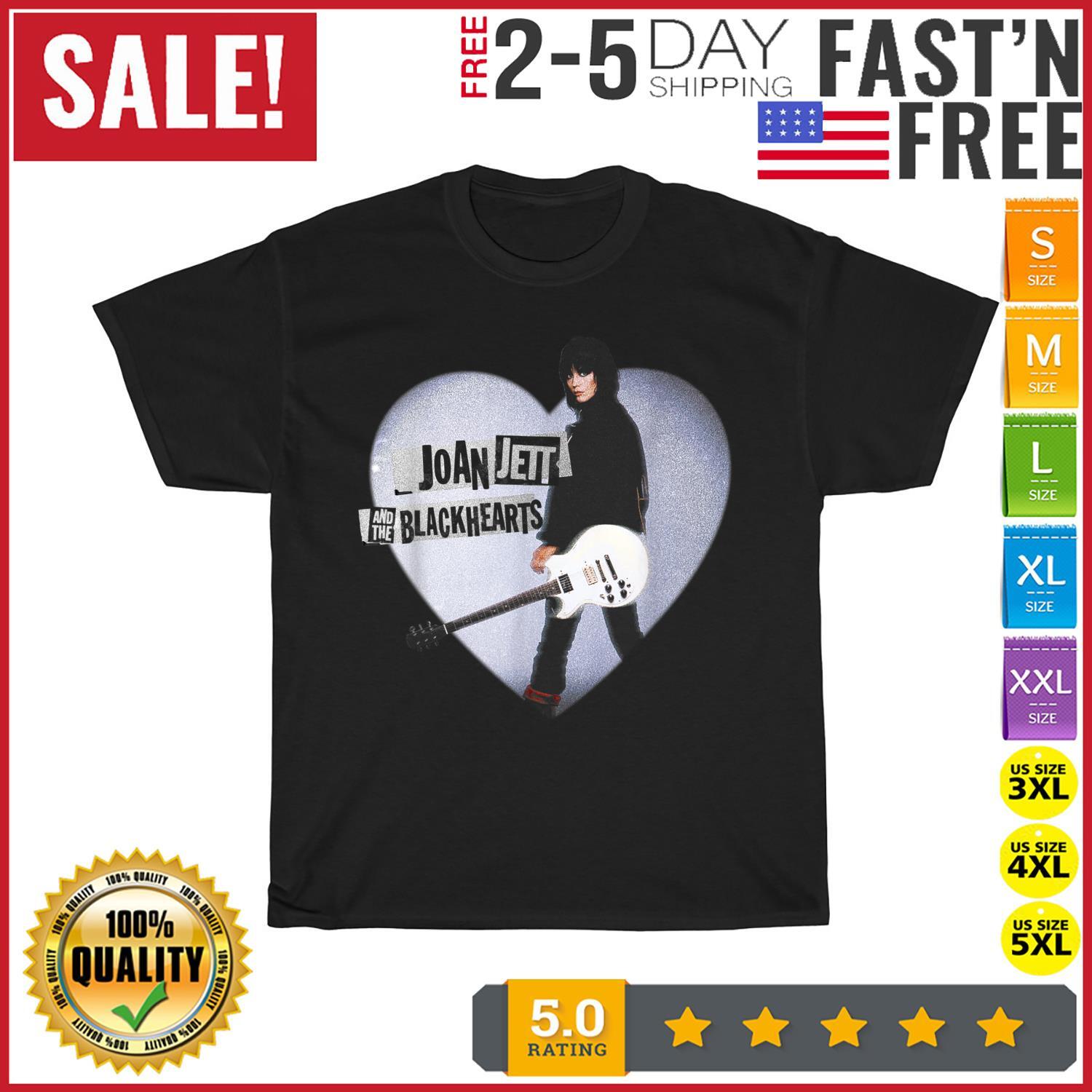 Joan Jett Official Heart Guitar Vintage T Shirt Men Fashion