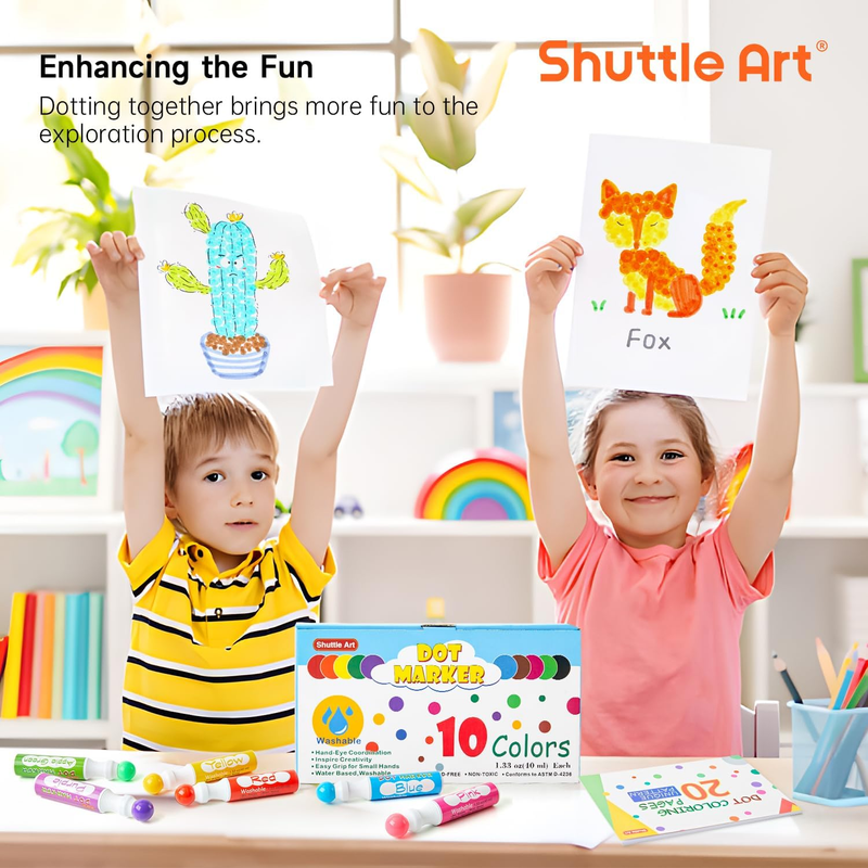 10 Colors Dot Marker Washable Non-Toxic Dot Marker for Children Early Education,