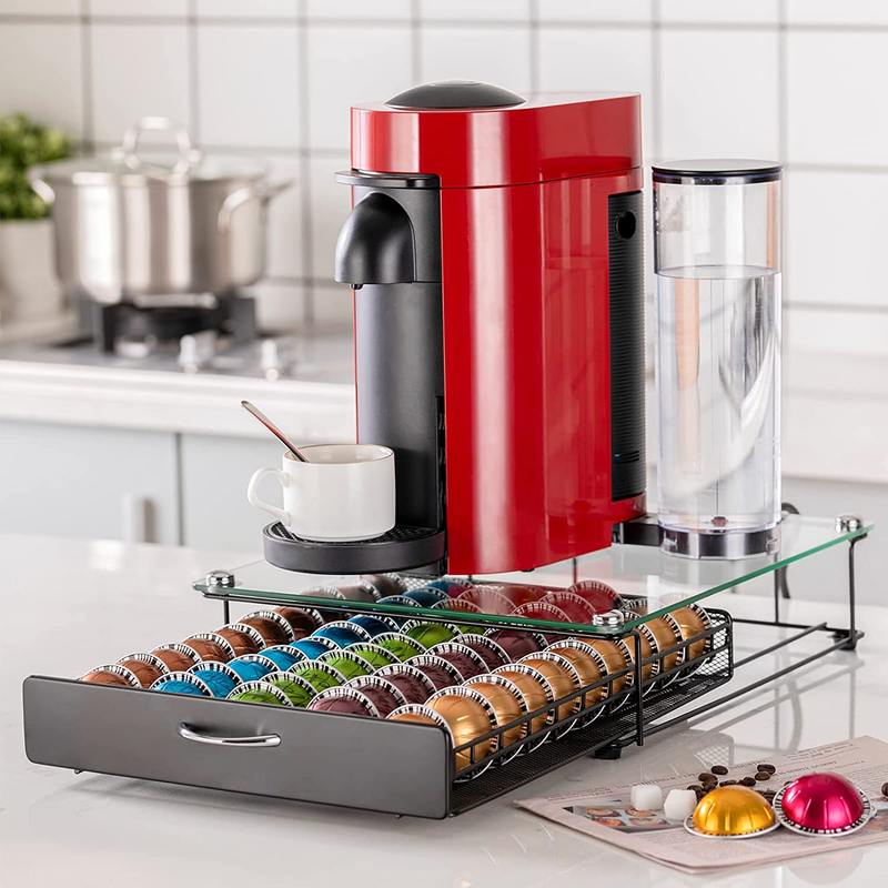 Coffee Vertuo Capsule Holder Drawer for Nespresso with Glass