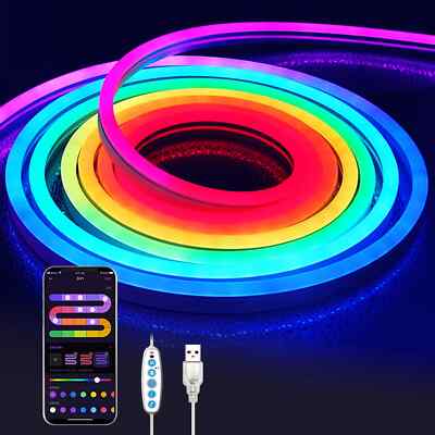 Neon LED StripLight 1/2/3M Rope Music Sync DIY APP Multicolor Chasing Strip Tape