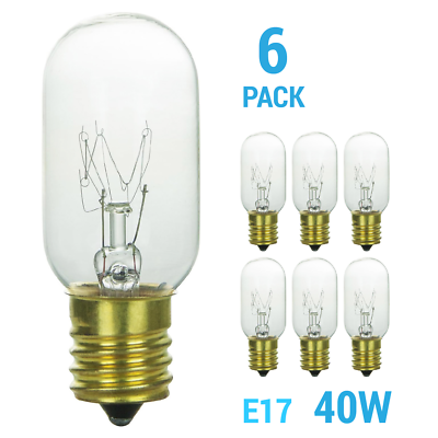 6 Pack 40W T8 Tubular Indicator Appliance Microwave Intermediate E17 Light Bulb