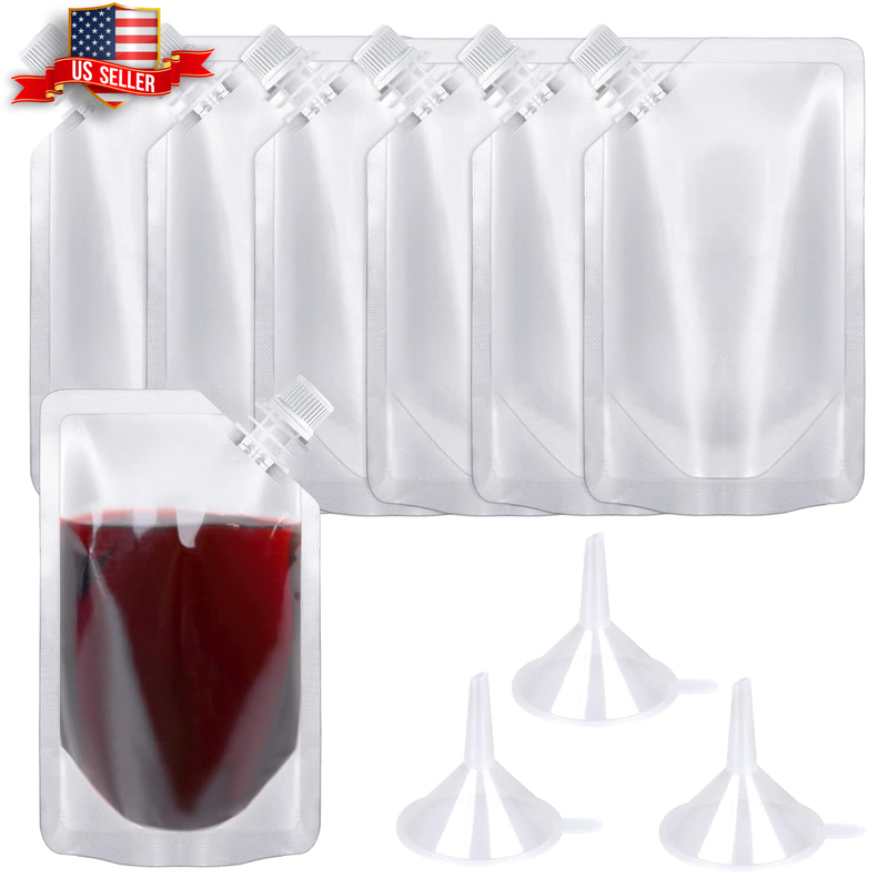 Reusable 8 Oz Plastic Flasks, Travel-friendly Drink Pouches