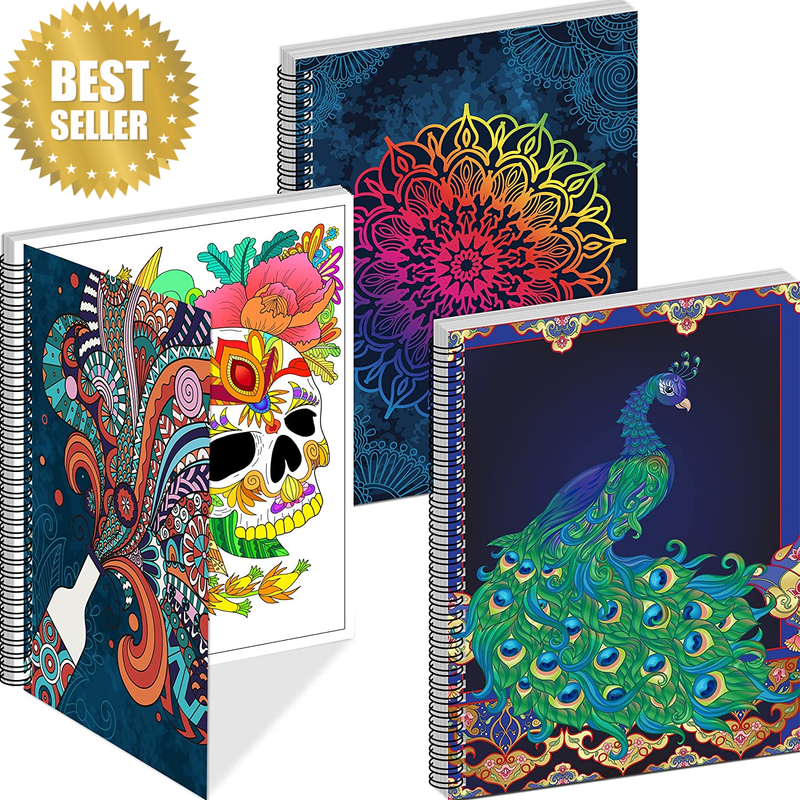 Adult Colouring Books Set:3 Coloring Books for Animal,Mandala and Other Designs.