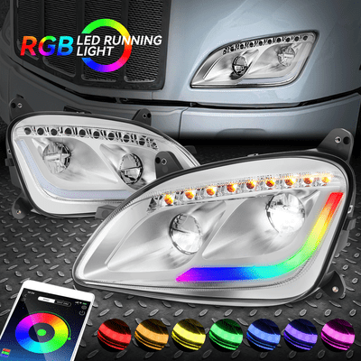 [RGB LED DRL +последовательный сигнал] Для фар Peterbilt 587 579 11-21 Хром