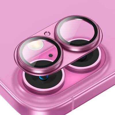 For iPhone 16/16 Plus Tempered Glass Metal Camera Lens Protector Full Cover