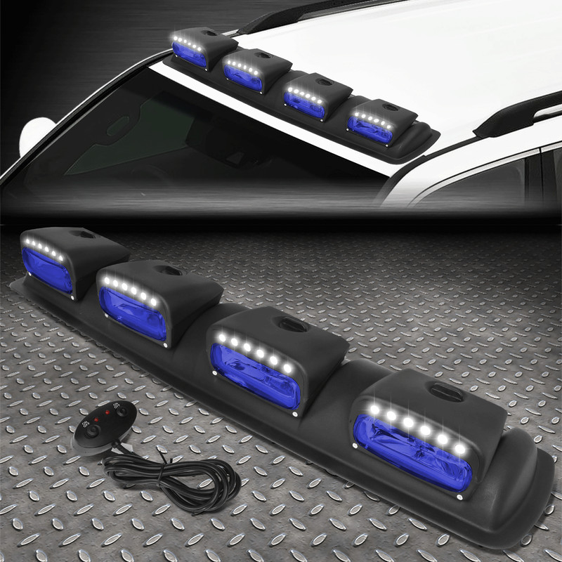 UNIVERSAL 4X4 OFF-ROAD BLACK FRAME BLUE LENS ROOF MOUNTED FOG