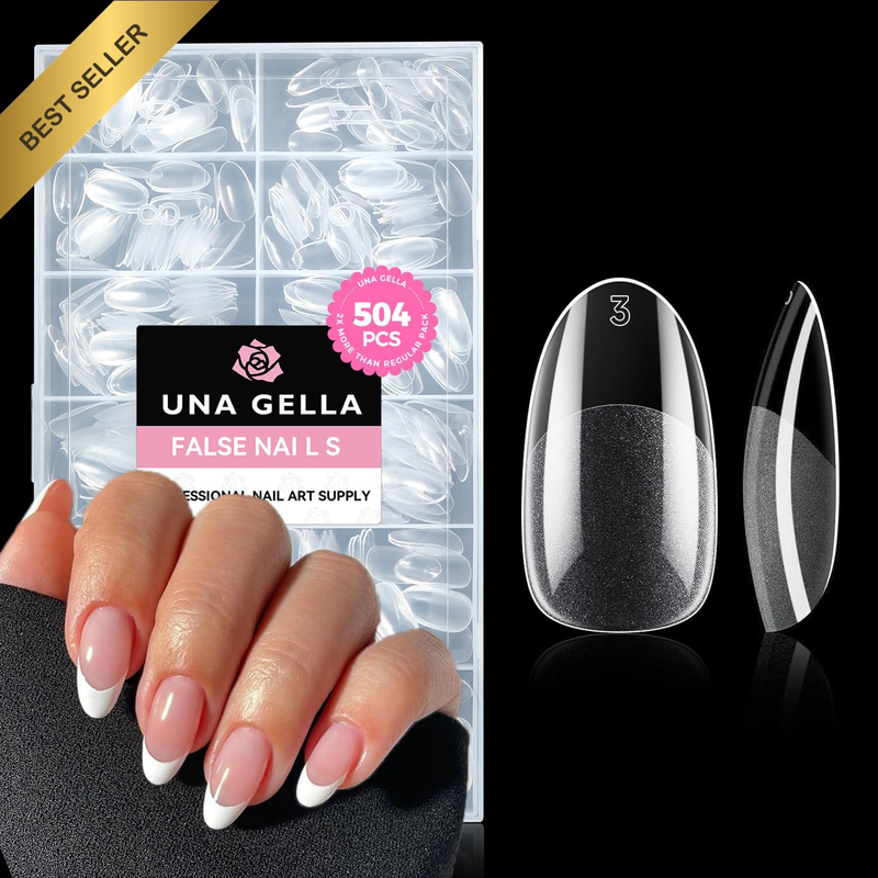 Oval Fake Nails Pre-Shape 504Pcs Almond Gel Nail Tips round Almond Press on Nail