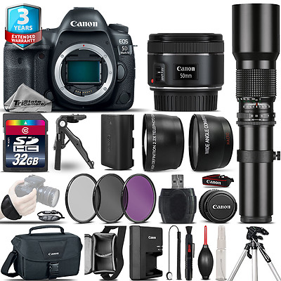 Canon EOS 5D Mark IV Camera + 50mm + 500mm - 4 Lens Kit + 32GB + 2yr Warranty