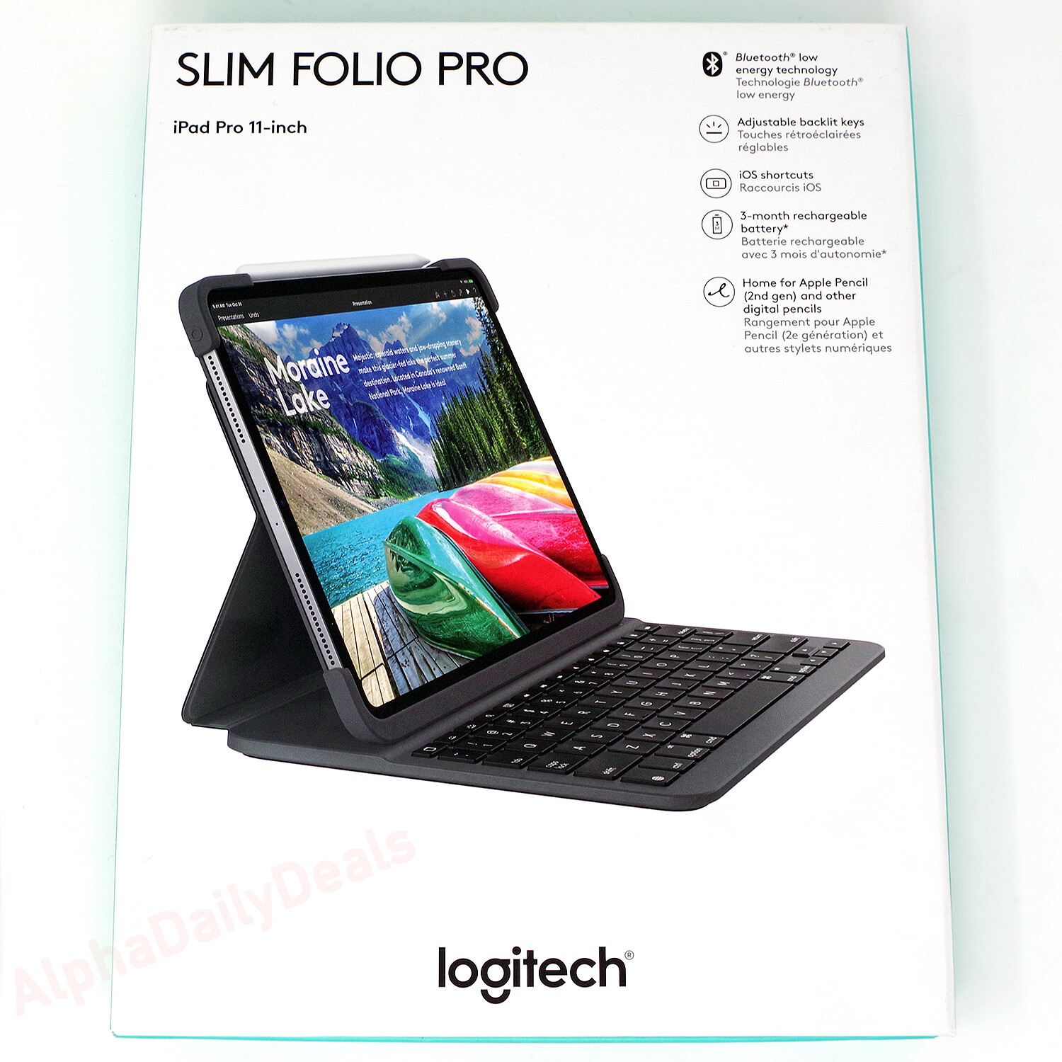 Apple - Logitech Slim Folio Pro Case iPad Pro11‘ Logitech Slim Folio Pro Backlit Keyboard Case with Bluetooth
