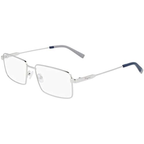 NEW SALVATORE FERRAGAMO SF 2206 045 Shiny Silver Eyeglasses 