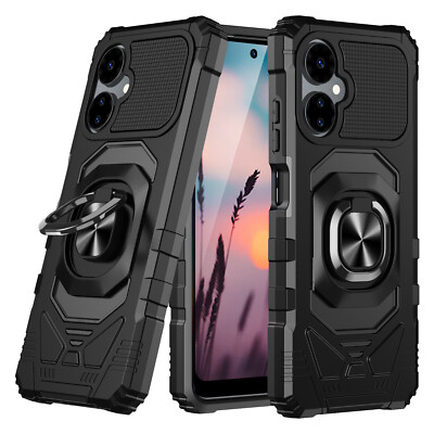 For Boost Celero 5G 2024 (3rd Ver) Case Armor Ring Magnetic Stand+Tempered Glass