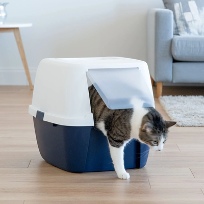 Jumbo Enclosed Cat Litter Box with Front Door Flap and Scoop, Hooded Kitty