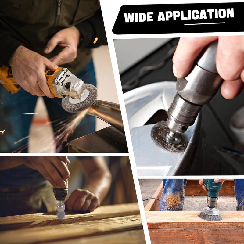 Wire Brush Set 7 Pcs - Abrasive Wheel, Cup Brush, Coarse Crimped Carbon Steel At