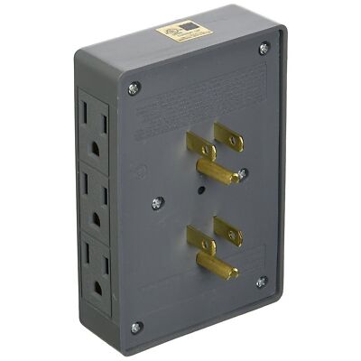 Side Entry 6-Way Electrical Socket Outlet Splitter In-Wall Tap Adapter Ul-Listed