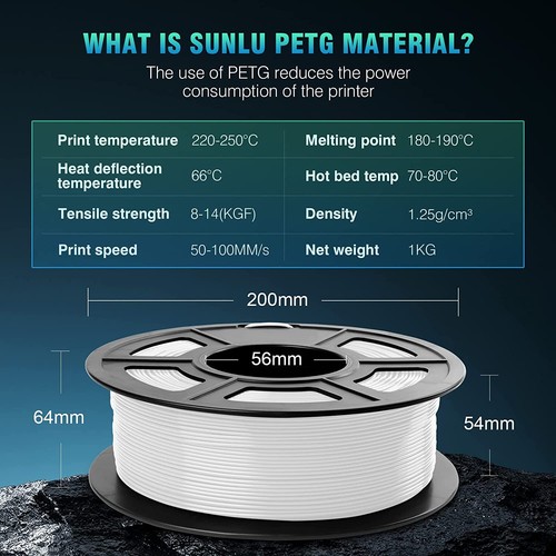 10KG SUNLU PLA PETG PLA+ ABS 3D Printer Filament 1.75mm Neat Spool No-Tangle 