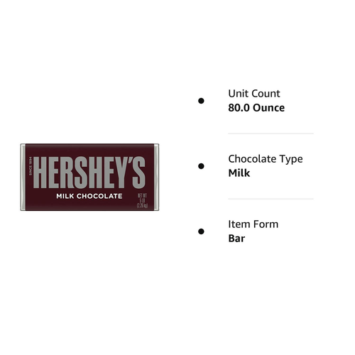 HERSHEY'S Milk Chocolate Giant, Bulk Gluten Free Giant Candy Bar, 5 Lb