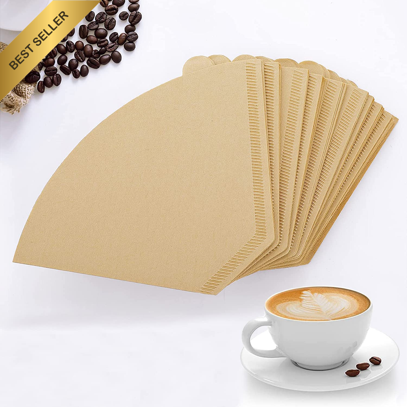 100 Count #4 Cone Coffee Filters 8-12 Cup, Unbleached Natural Brown Coffee Paper