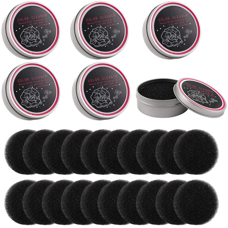 6 Pack Makeup Brush Cleaner Sponges w/ 20 Replacement Quick Cl...