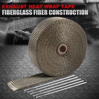 2 X 50 ФУТОВ Стеклопластиковой ленты для термообмотки выпускного коллектора из титана с 5 стяжками