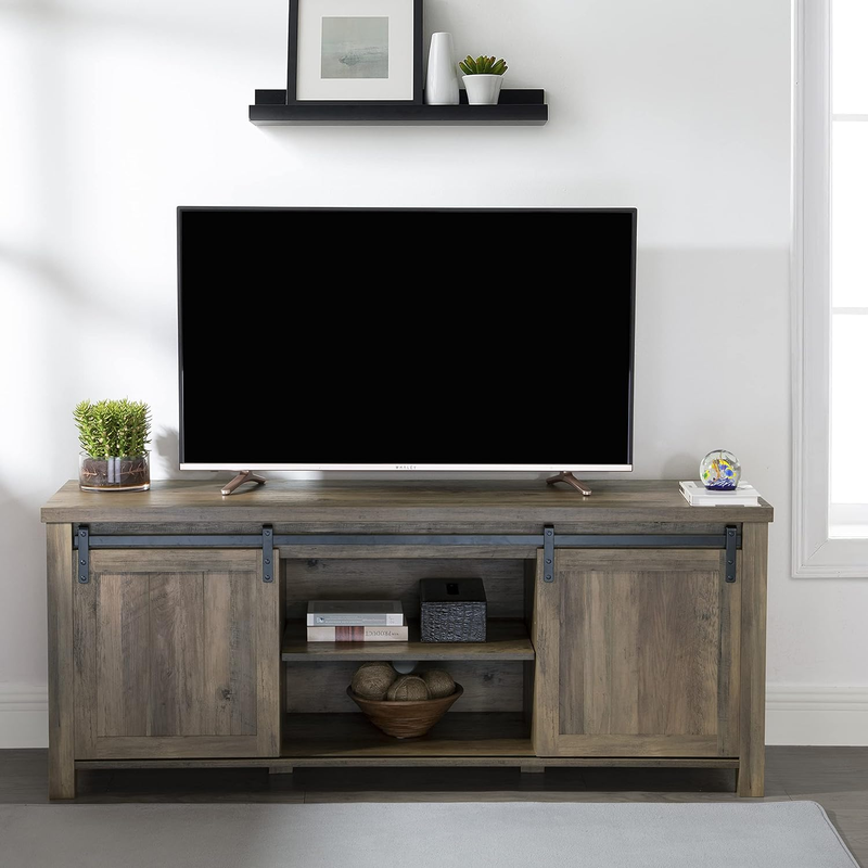 With Sliding Barn Doors For Tvs Up To 65 Inches Industrial