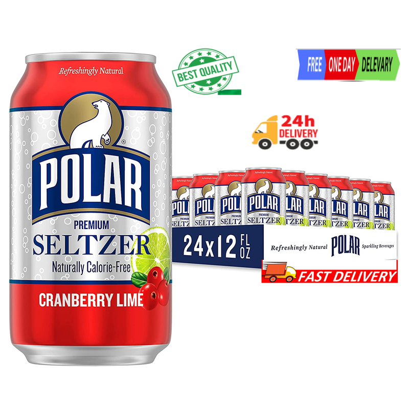 Polar Seltzer Water Cranberry Lime 12 fl oz cans 24 pack