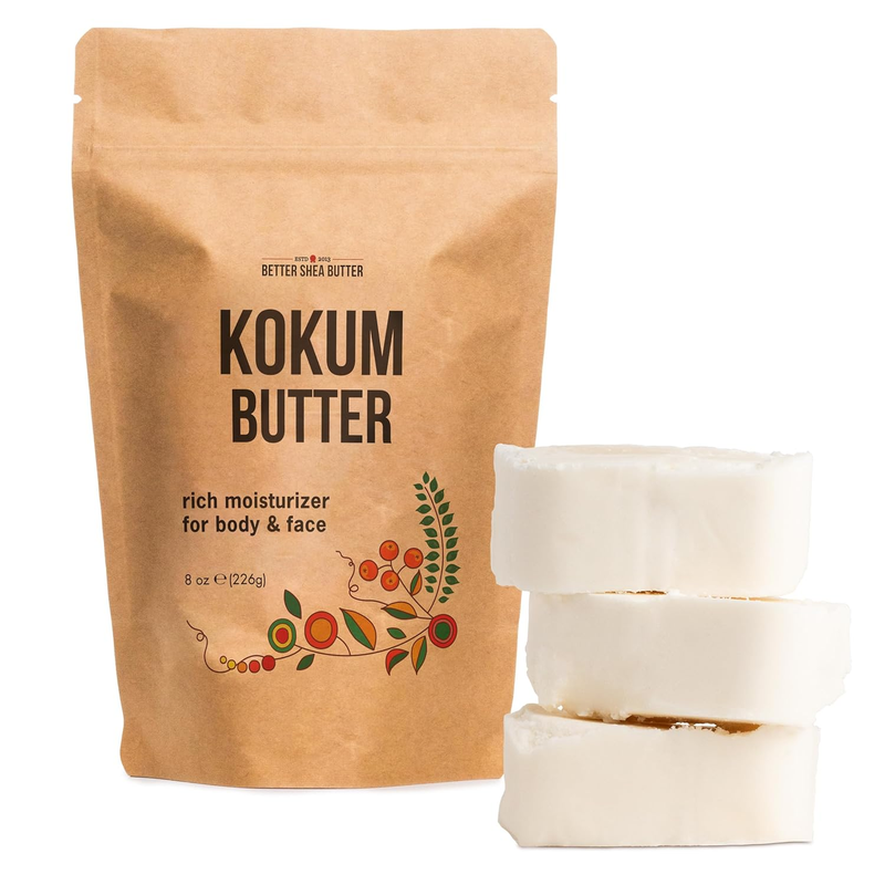 Raw Kokum Butter Unrefined - Body Butter Bar for Soap Making 8 Oz Block