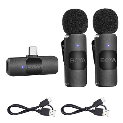 BOYA USB-C Dual Microphone, BY-V20 Wireless Lavalier Microphone For YouTube/Vlog