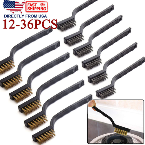 12-36x Mini Wire Brush Micro Stainless Steel Brass  Rust Remover Clean Polishing
