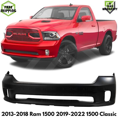 Front Bumper Cover For 2013-18 Ram 1500 2019-22 1500 Classic With Fog Light Hole