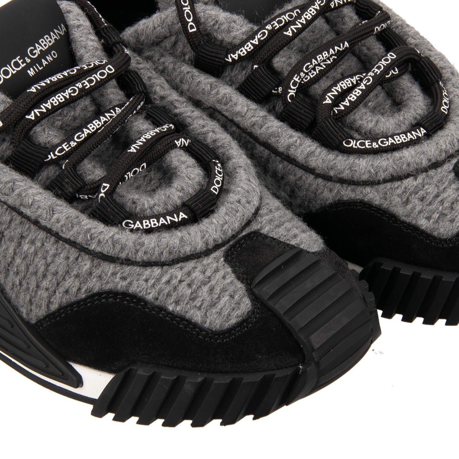 Pre-owned Dolce & Gabbana Dg Logo Wool Low Top Sneaker Shoes Ns1 Gray Black 13372