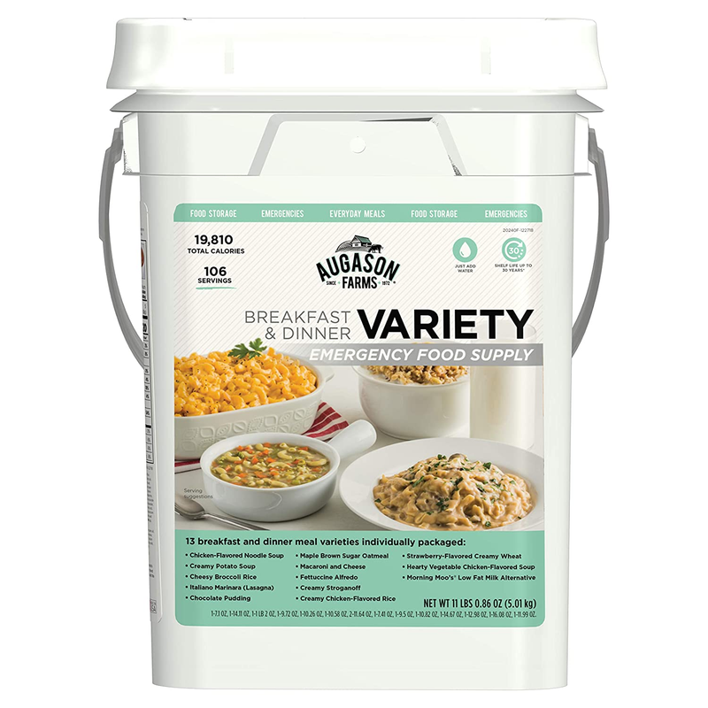Long-Lasting Emergency Food Supply Variety Pail 106 Servings 4 Gallon