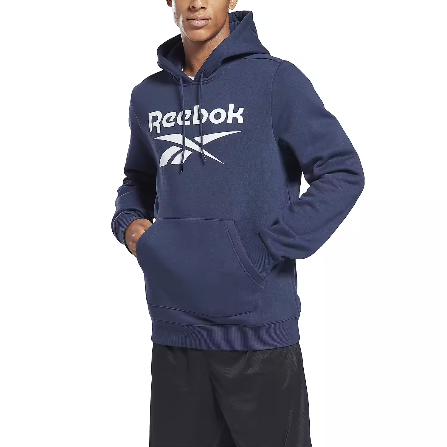 REEBOK MENS IDENTITY OTH HOODIE NAVY BLUE/WHITE SIZE 2XL NWT