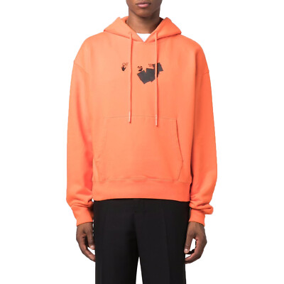 Pre-owned Off-white Jumbo Marker Over Hoodie Mens Style : Ombb037f21fle0162010 In Orange/black