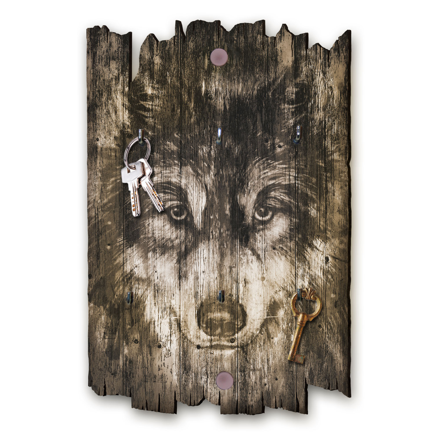Wolf Schlüsselbrett Hakenleiste Landhaus Shabby chic aus Holz 30x20cm