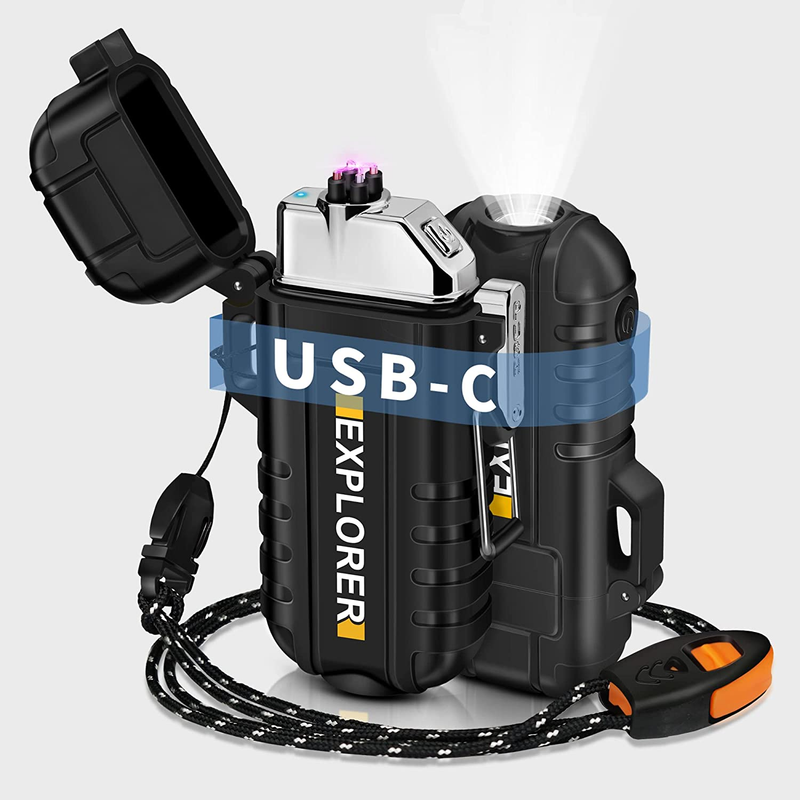 USB C Rechargeable Lighter, 360&deg; Flexible Neck, Wind & Water Proof