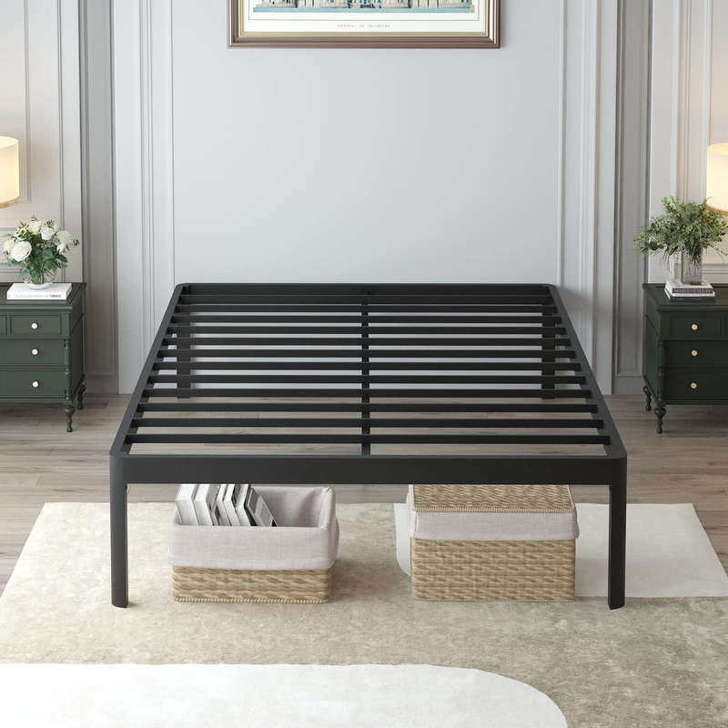 Full Bed Frame with round Corner Edge Legs, 18 Inch Heavy Duty Support 3500 Lbs