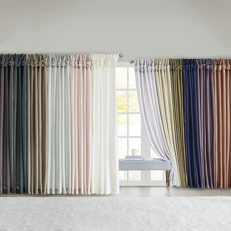 Emilia Faux Silk Single Curtain with Privacy Lining, DIY Twist Tab Top, Window D