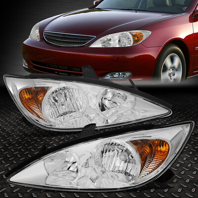 ДЛЯ 02-04 TOYOTA CAMRY ХРОМИРОВАННЫЙ КОРПУС С ПРОЗРАЧНЫМИ УГЛОВЫМИ ЛАМПАМИ ДЛЯ ЗАМЕНЫ ФАР