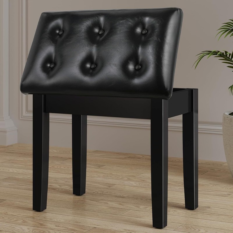Klavierhocker, Klavierbank 55x35x49cm, Klavierstuhl Mit Stauraum, Pianobank Pu