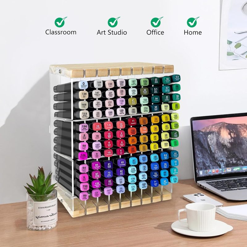Acrylic Marker Organizer,Desktop Storage Hold 108 Markers, Markers, Pencils, Art