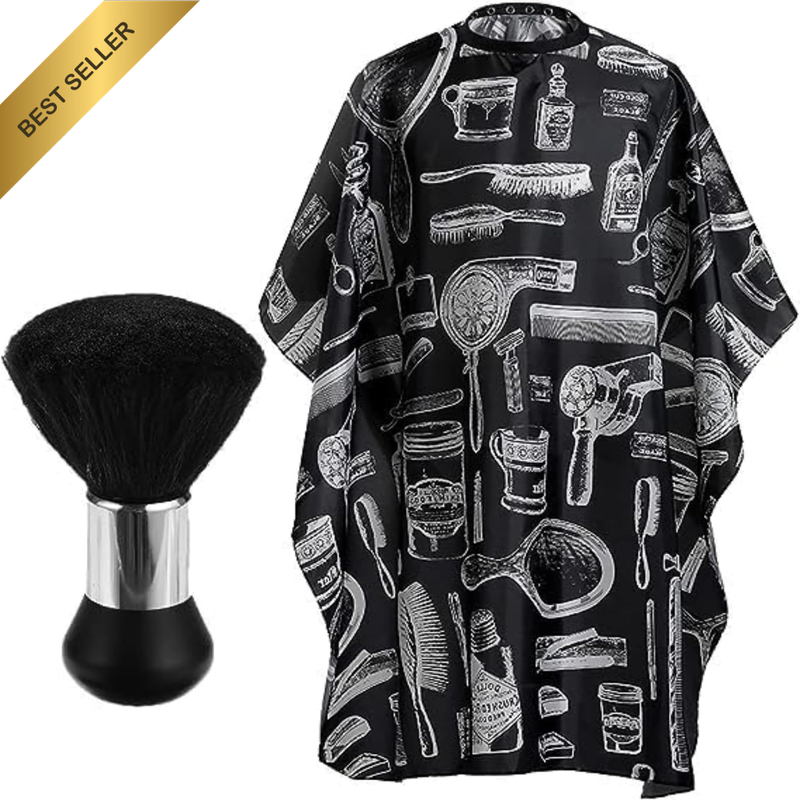 Professional Hair Cutting Cape with Neck Duster Brush, Salon Barber Cape, Haircu
